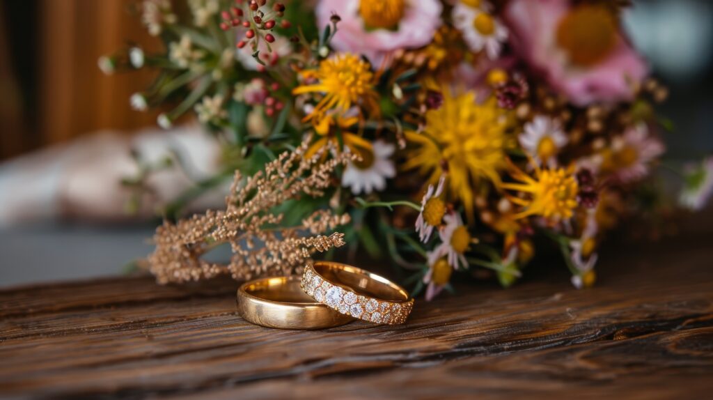 Barn Weddings in the Winston-Salem area, photo of two rings in barn setting